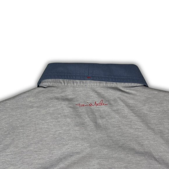 Travis Mathew Mens Polo Shirt Gray/Blue Size M Stylish & Comfortable Made In Per - Picture 4 of 6